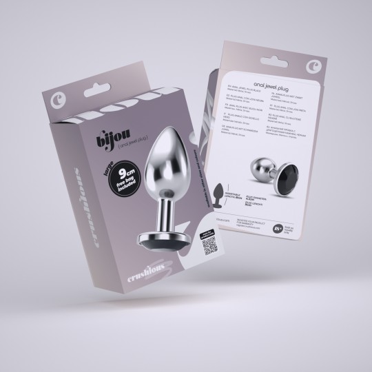 PACK DE 30 PLUG ANAL BIJOU NOIR GRAND CRUSHIOUS AVEC SAC VELOUTÉ GRATUIT