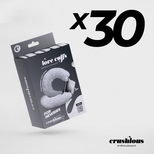 PACK DE 30 MENOTTES DE PELUCHE LOVE CUFFS CRUSHIOUS BLANCHE