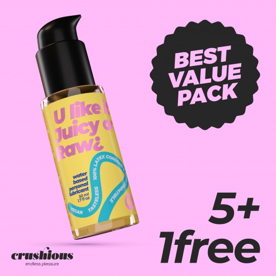 PACK DE 5 LUBRICANTES A BASE DE AGUA 50 ML CRUSHIOUS + 1 GRATIS
