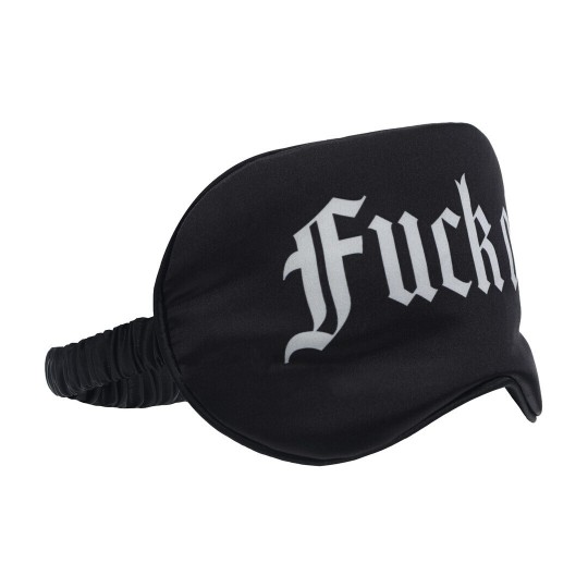 FUCK OFF - PRINTED SATIN MASK - BLACK