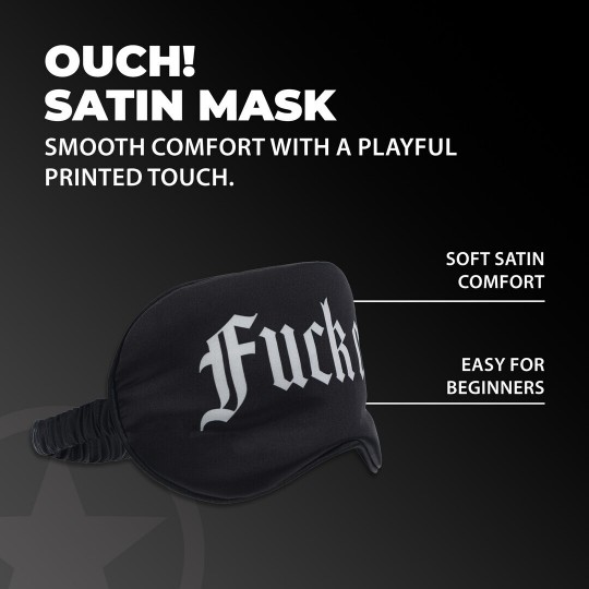 FUCK OFF - PRINTED SATIN MASK - BLACK