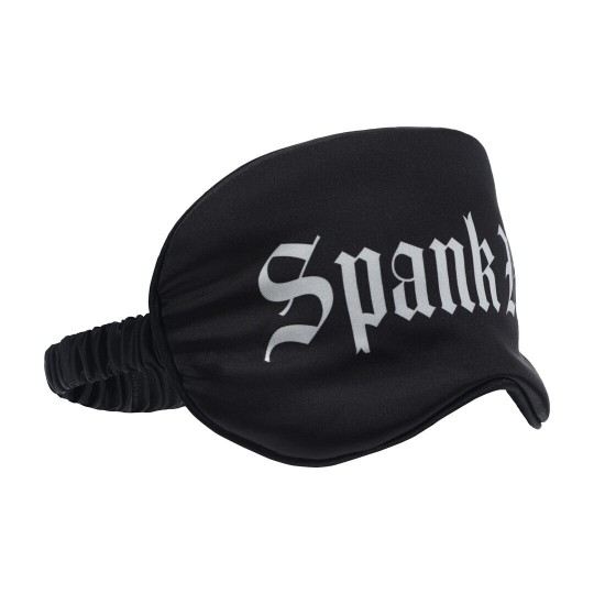 SPANK ME - PRINTED SATIN MASK - BLACK