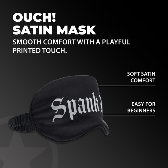 SPANK ME - PRINTED SATIN MASK - BLACK