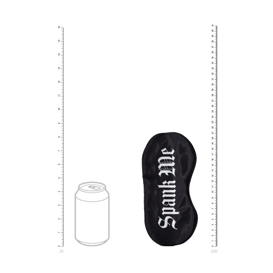 OUCH! SPANK ME PRINTED SATIN MASK BLACK