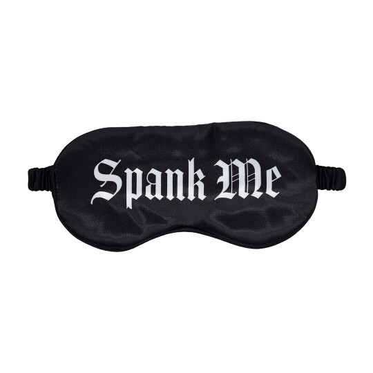 SPANK ME - PRINTED SATIN MASK - BLACK