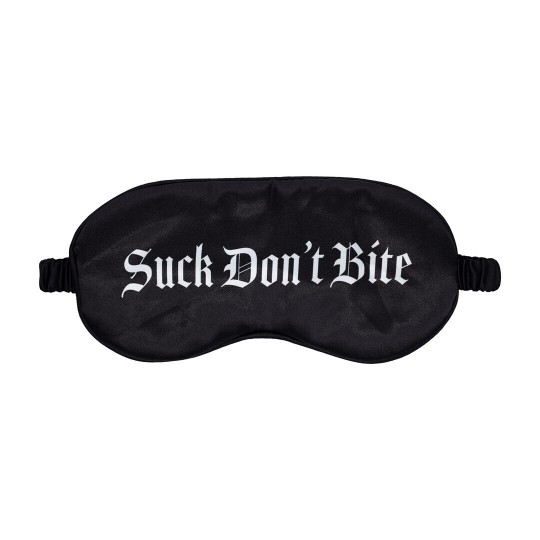 OUCH! SUCK DON'T BITE PRINTED SATIN MASK BLACK