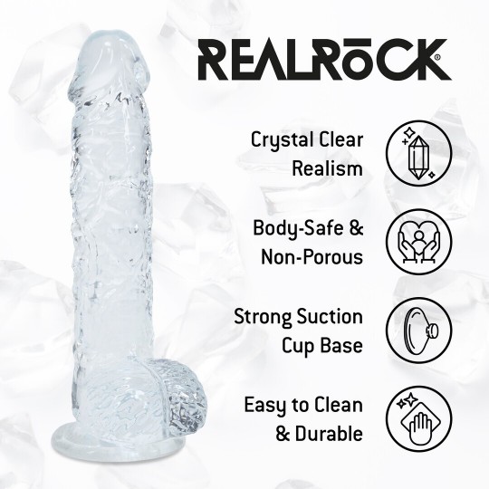REALISTIC DILDO WITH BALLS - 5 / 12,7 CM - TRANSPARENT