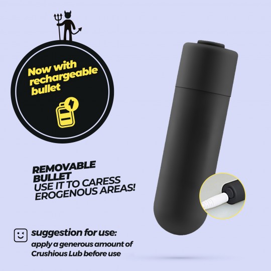 DAEMON ANILLO PARA EL PENE CON BALA RECARGABLE NEGRO CRUSHIOUS