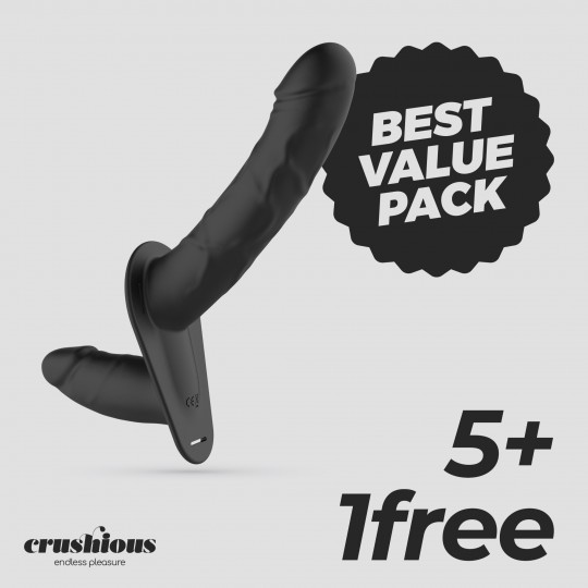 PACK 5 + 1 GRATUIT LABIONDA STRAP ON DOUBLE AVEC COMMANDE CRUSHIOUS
