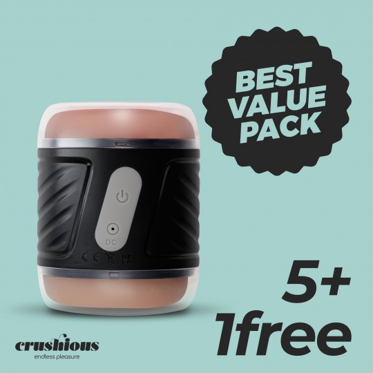 PACK 5 + 1 FREE CRUSHIOUS DUNK DOUBLE ENTRY MASTUBATOR WITH VIBRATION