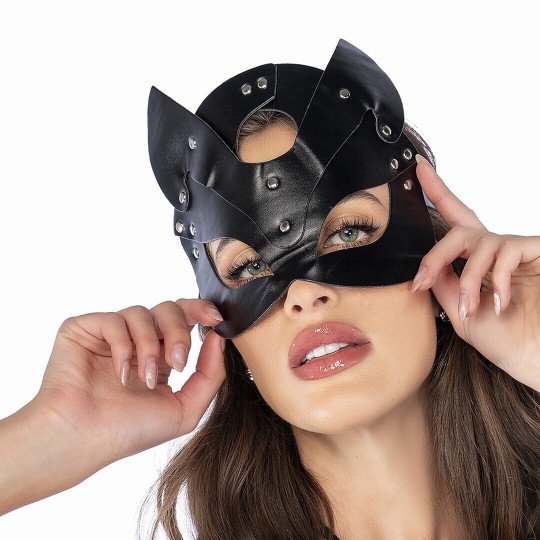 FAUX LEATHER EYE MASK - ONE SIZE - BLACK