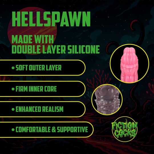 HELLSPAWN - SILICONE DILDO - RED/BLACK
