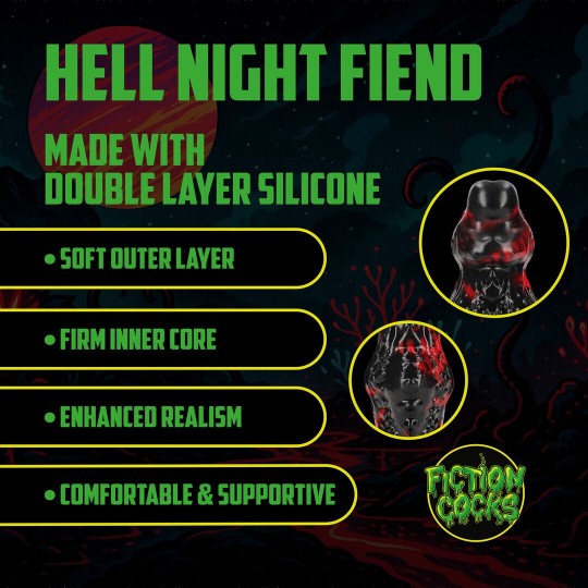HELL NIGHT FIEND - SILICONE DILDO - RED/BLACK