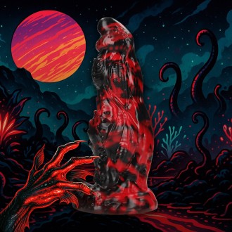 HELL NIGHT FIEND - SILICONE DILDO - RED/BLACK