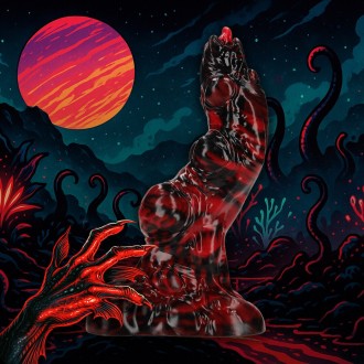 HELL INVADER - SILICONE DILDO - RED/BLACK