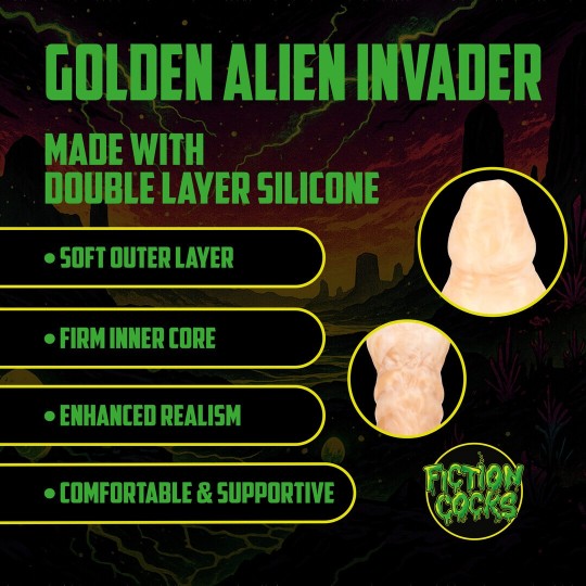GOLDEN ALIEN INVADER - SILICONE DILDO - GOLDEN