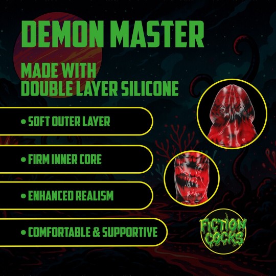 DEMON MASTER - SILICONE DILDO - RED/BLACK