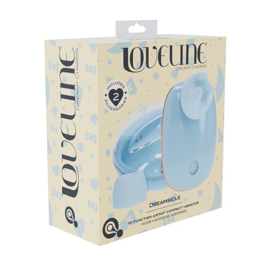 DREAMSICLE - COMPACT AIRTAP VIBRATOR WITH TWO HEAD ATTACHMENTS - BLUE
