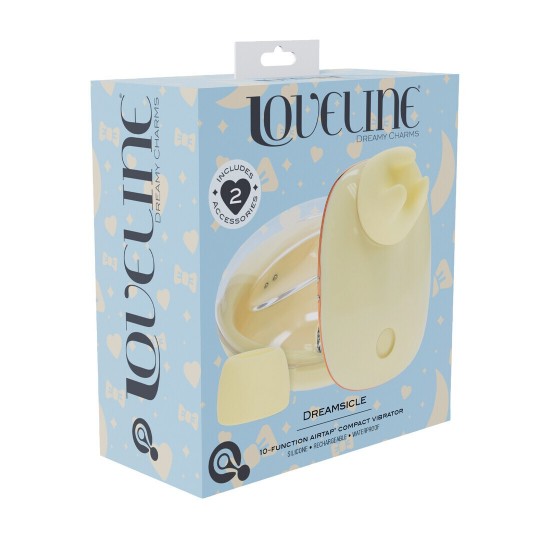 DREAMSICLE - COMPACT AIRTAP VIBRATOR WITH TWO HEAD ATTACHMENTS - YELLOW