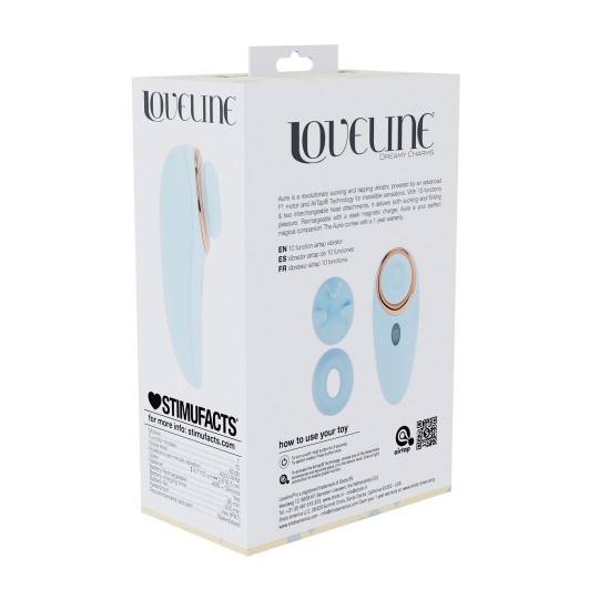 AURIE - AIRTAP VIBRATOR WITH TWO HEAD ATTACHMENTS - BLUE