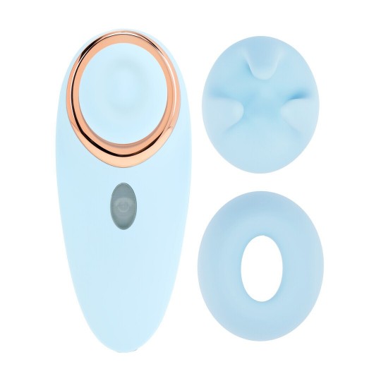 AURIE - AIRTAP VIBRATOR WITH TWO HEAD ATTACHMENTS - BLUE