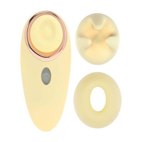 AURIE - AIRTAP VIBRATOR WITH TWO HEAD ATTACHMENTS - YELLOW