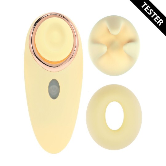 AURIE - AIRTAP VIBRATOR WITH TWO HEAD ATTACHMENTS - YELLOW - TESTER