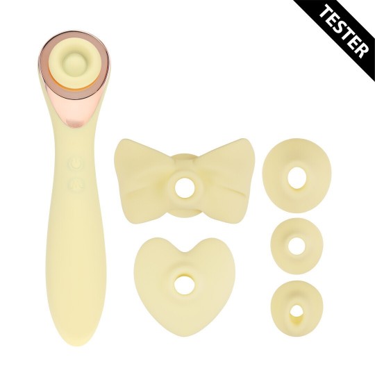 DARLING - AIRTAP WAND VIBRATOR WITH FIVE HEAD ATTACHMENTS - YELLOW - TESTER