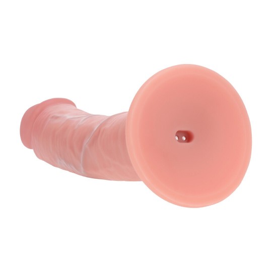 DUAL DENSITY SILICONE CURVED REALISTIC VIBRATING DILDO WITH SUCTION CUP - 6 / 15,5 CM - FLESH