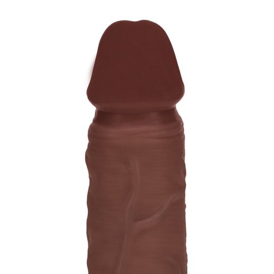 DUAL DENSITY SILICONE REALISTIC VIBRATING THRUSTING DILDO WITH BALLS - 8 / 20,3 CM - BROWN