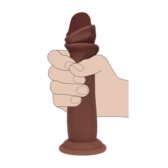 DUAL DENSITY SILICONE REALISTIC SLIDING SKIN DILDO - 7 / 18,5 CM - BROWN
