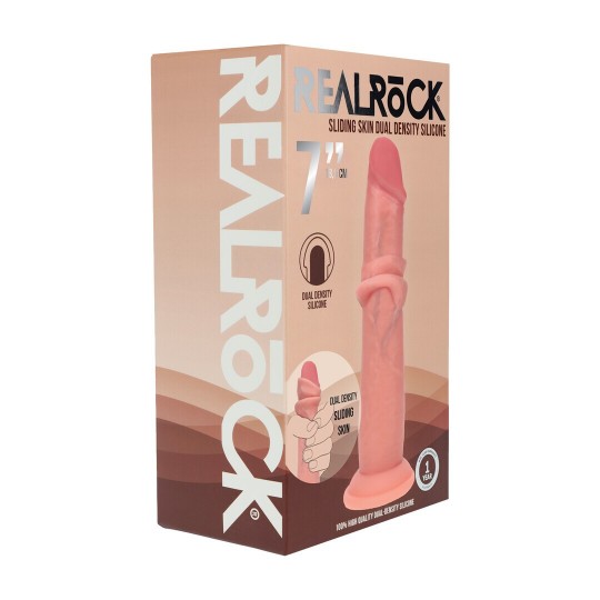 DUAL DENSITY SILICONE REALISTIC SLIDING SKIN DILDO - 7 / 18,5 CM - FLESH