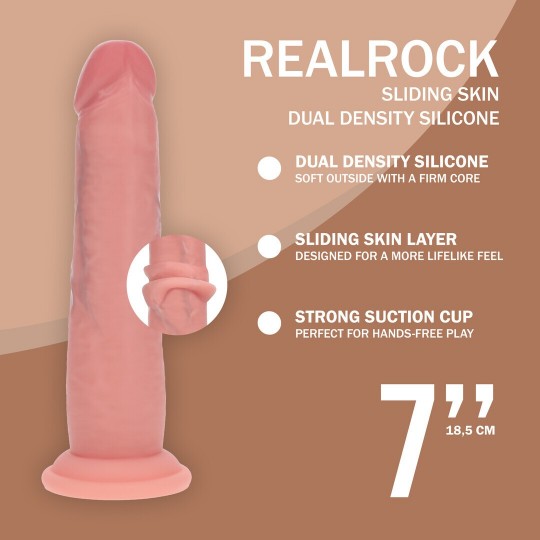 DUAL DENSITY SILICONE REALISTIC SLIDING SKIN DILDO - 7 / 18,5 CM - FLESH