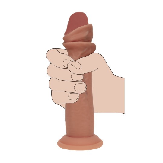 DUAL DENSITY SILICONE REALISTIC SLIDING SKIN DILDO - 7 / 18,5 CM - TAN