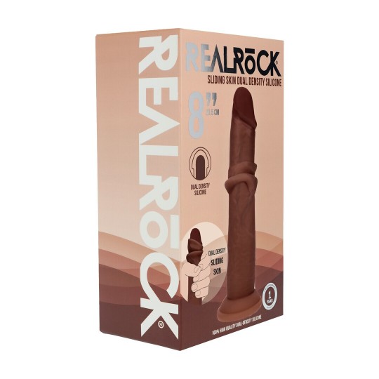 DUAL DENSITY SILICONE REALISTIC SLIDING SKIN DILDO - 8 / 20,5 CM - BROWN
