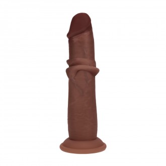 DUAL DENSITY SILICONE REALISTIC SLIDING SKIN DILDO - 8 / 20,5 CM - BROWN