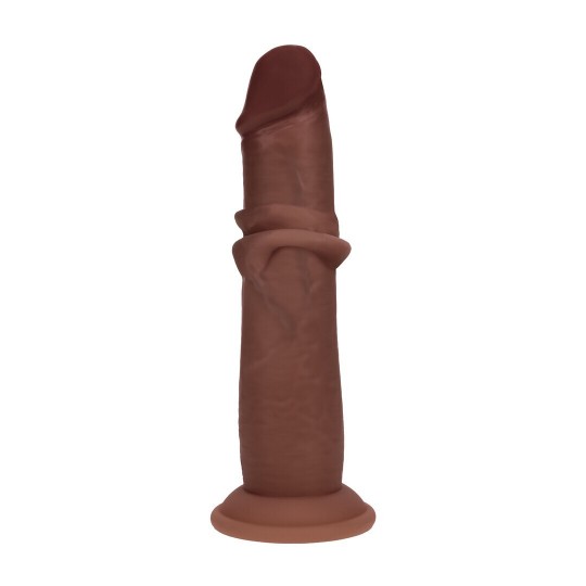 DUAL DENSITY SILICONE REALISTIC SLIDING SKIN DILDO - 8 / 20,5 CM - BROWN