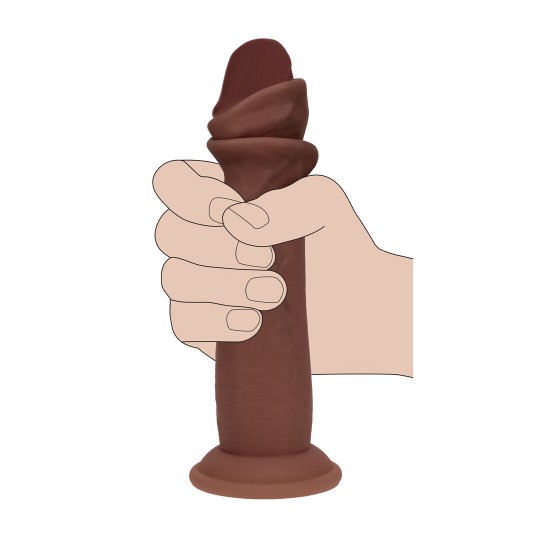 DUAL DENSITY SILICONE REALISTIC SLIDING SKIN DILDO - 8 / 20,5 CM - BROWN