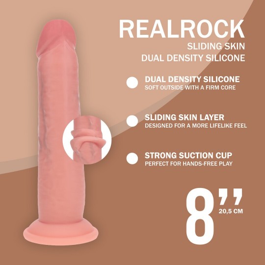 DUAL DENSITY SILICONE REALISTIC SLIDING SKIN DILDO - 8 / 20,5 CM - FLESH