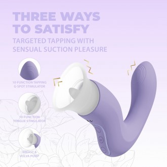CALLALILY - G-SPOT TAP VULVA BREAST SUCTION AND TONGUE STIMULATOR - LAVENDER