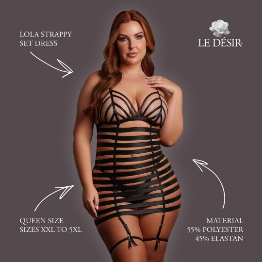 LOLA - STRAPPY SET DRESS - QUEEN SIZE - BLACK