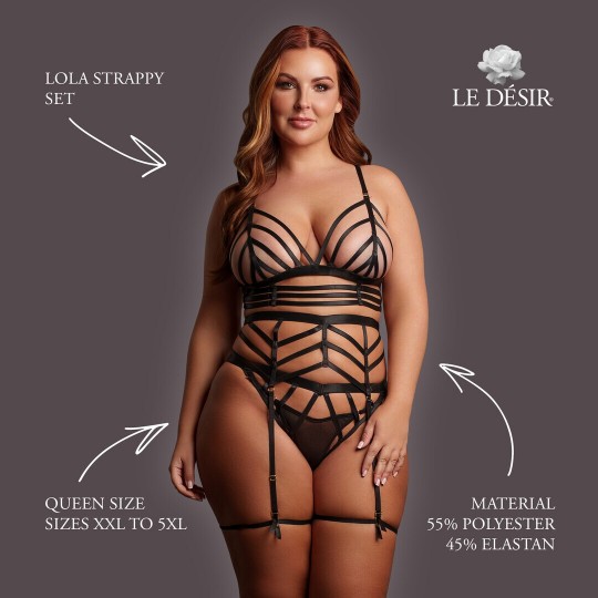 LOLA - STRAPPY SET - QUEEN SIZE - BLACK