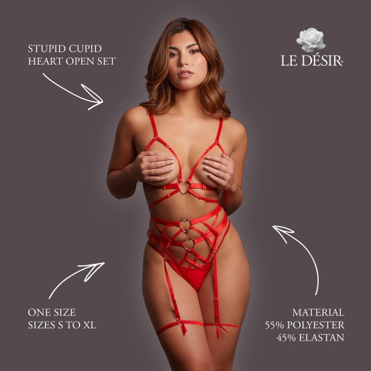 STUPID CUPID - HEART OPEN SET - ONE SIZE - RED