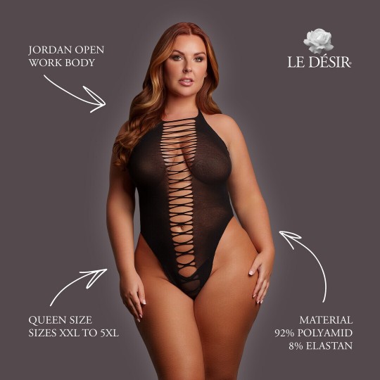 JORDAN - OPEN WORK BODY - QUEEN SIZE - BLACK