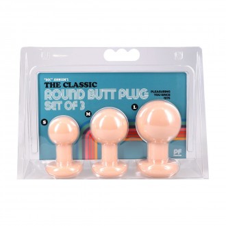 THE CLASSIC - ROUND BUTT PLUG - 3 PIECE SET - CREAM