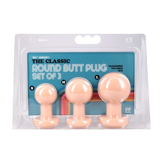 THE CLASSIC - ROUND BUTT PLUG - 3 PIECE SET - CREAM