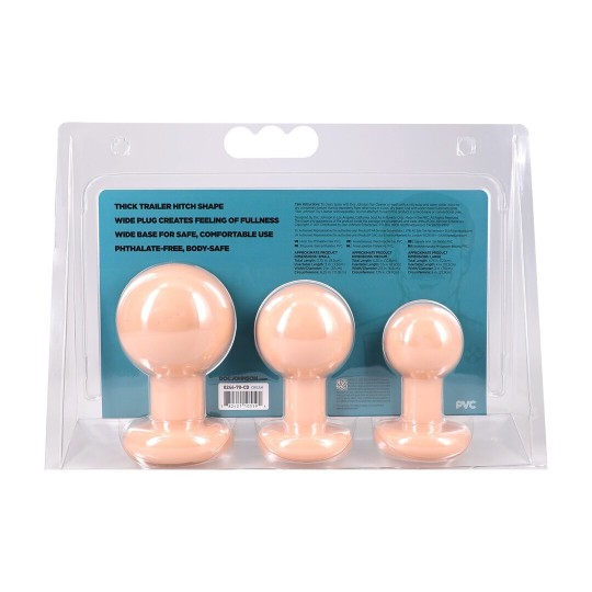 THE CLASSIC - ROUND BUTT PLUG - 3 PIECE SET - CREAM