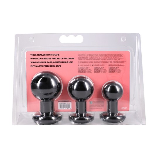 THE CLASSIC - ROUND BUTT PLUG - 3 PIECE SET - BLACK