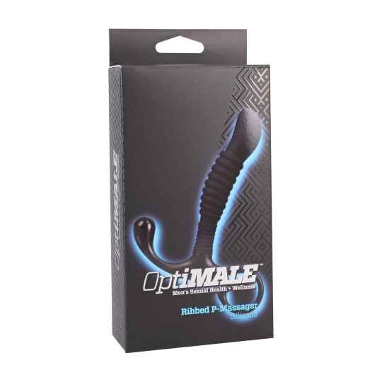 RIBBED SILICONE PROSTATE MASSAGER - BLACK