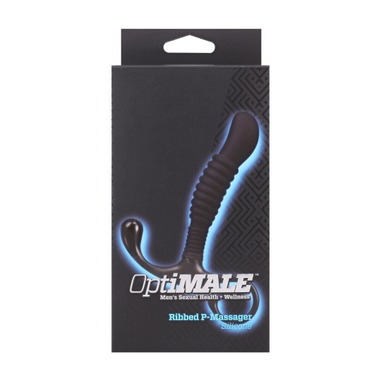 RIBBED SILICONE PROSTATE MASSAGER - BLACK